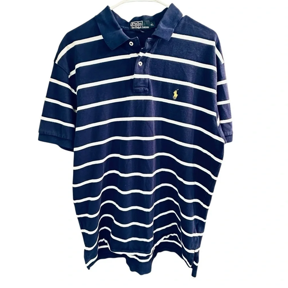 Polo Ralph Lauren Men’s Classic Fit Blue White Striped Polo Shirt XL